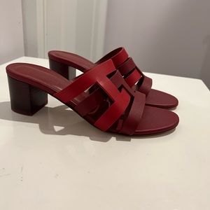 Hermes | Shoes | Hermes Amica Sandal Kitten Heel Red